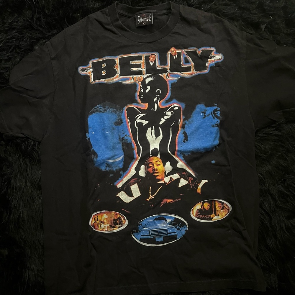 Vintage Belly The Movie Black Graphic Tee with Blue and White Accents